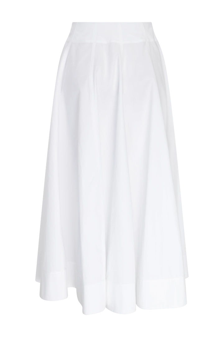 SICILY - Pleated Cotton-Poplin Midi Skirt White