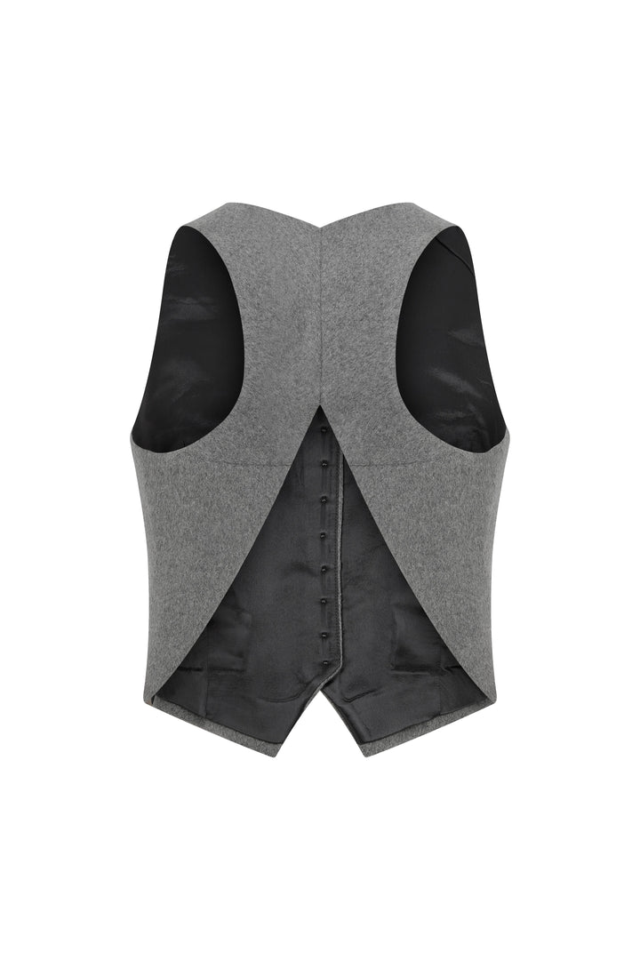 Boobie -  Grey Button Down Wool Blend Vest